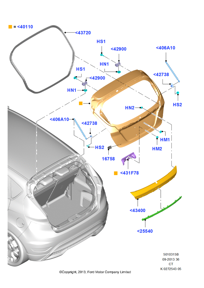 Схема Дверь багажника, 5 Door Sedan; 29.04.2013–01.08.2019