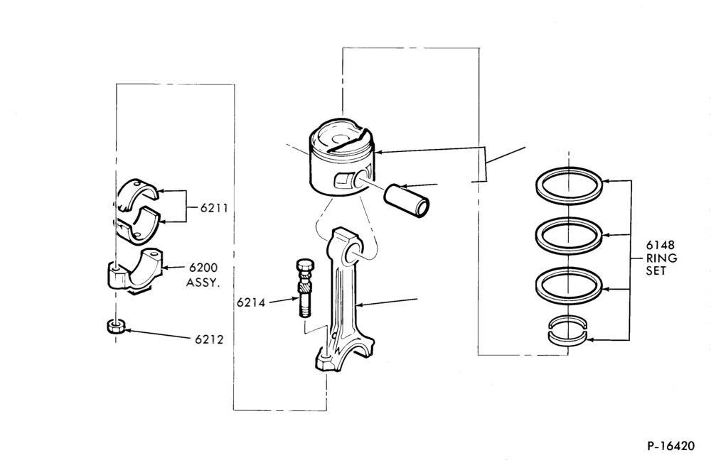 Схема 4 CYL. 1.6L (98 C.I.D.)-Piston, crankcase and related parts