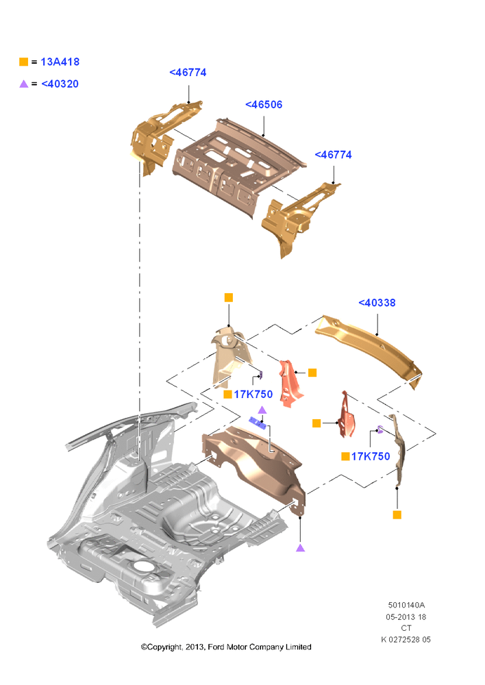 Схема Задние панели и полка, 4 Door Sedan; 29.04.2013–01.08.2019