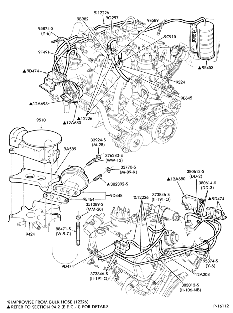Схема 8 CYL. 5.8LW (351 C.I.D.) - W-recirculation (E.G.R.)- Calif.