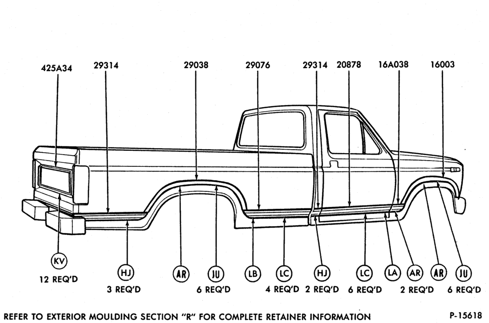 Схема REGULAR CAB BODY SIDE LOWER - W and W/O VINYL INSERTS "Before 4/81"