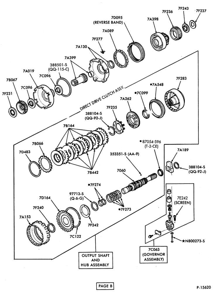 Схема AOT TYPE - INTERNAL PARTS-INTERNAL PARTS - clutches, gear, shaft and related parts- Page B-A,MA,DT,F,MF,K,S