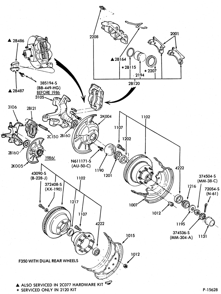Схема BRAKES-Brake assy. - disc front - dual piston-E250/350