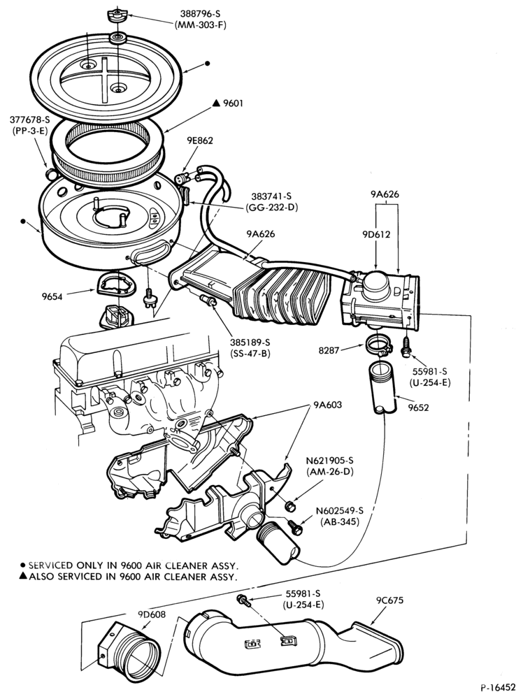 Схема 4 CYL. 2.3L (140 C.I.D.)-Air cleaner