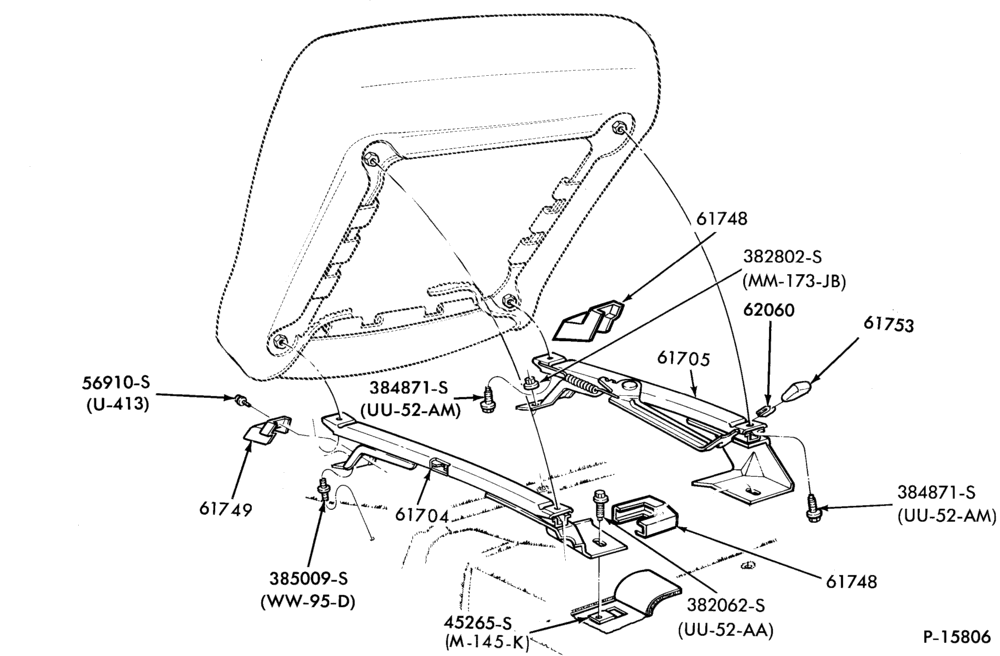 Схема SEATS AND SEAT BELTS-Front seat parts   - bucket- lower half - manual