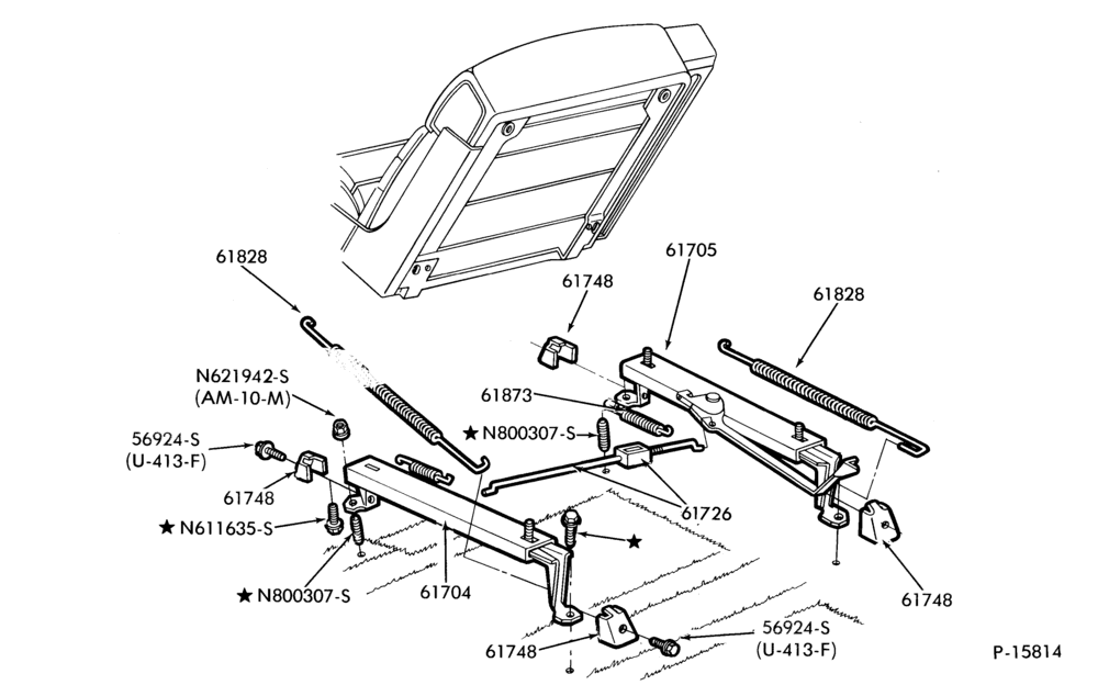 Схема SEATS AND SEAT BELTS-Front seat parts - split bench - lower half - manual