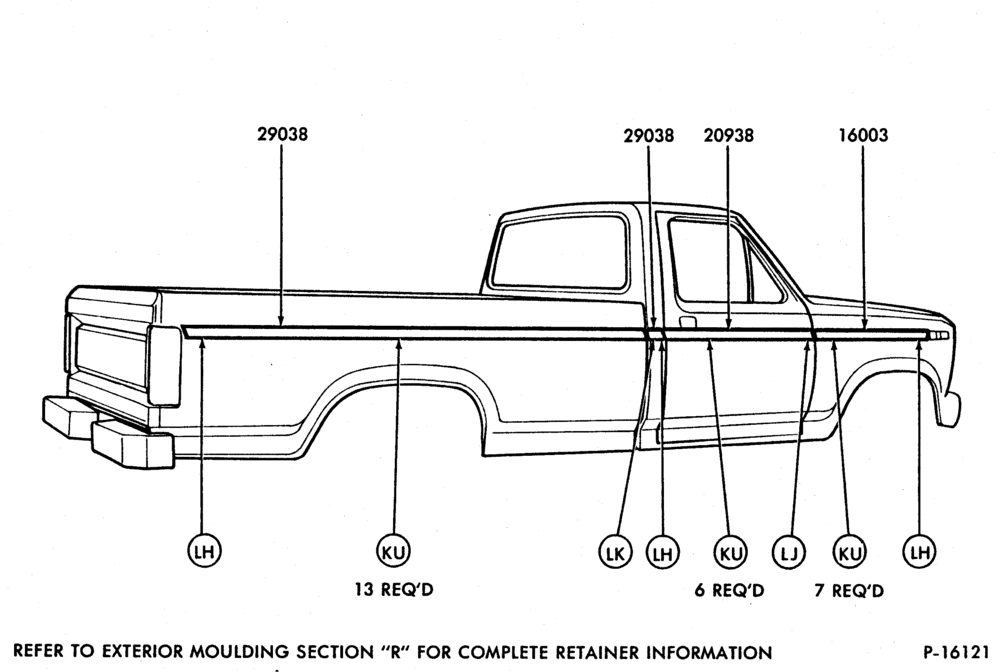 Схема REGULAR CAB - BODY SIDE UPPER MOULDING WITH VINYL INSERT
