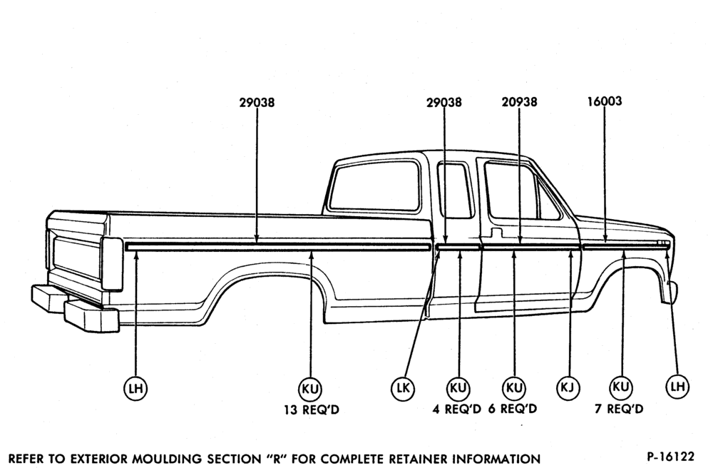 Схема SUPER CAB - BODY SIDE UPPER MOULDING WITH VINYL INSERT
