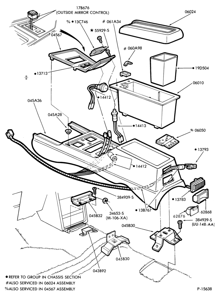 Схема BODY FRONT-Console - floor mtd.