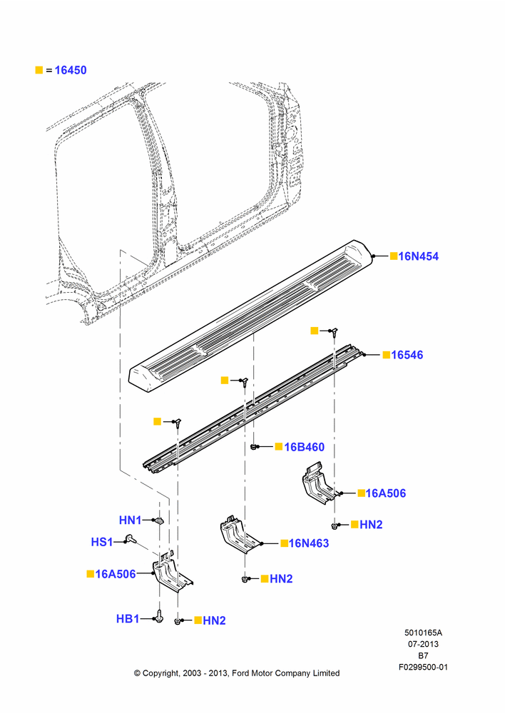 Схема Подножки, Less Special Equipment Package, XLT; 18.03.2002–04.08.2003