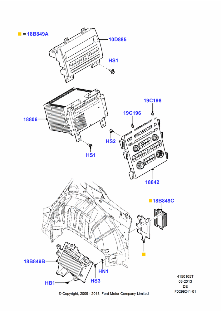 Схема Аудиооборудование (заводское), Lincoln Division Derivative, With Audiophile Sound System, All Radios Less Navigation; 04.02.2009–29.07.2012