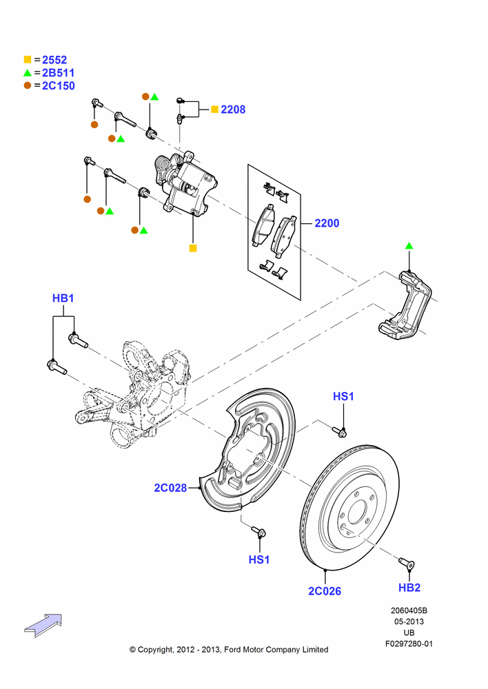 Схема Задние тормозные диски и суппорты, Heavy Duty Fr/Rr Calipers And Pads, With Non Painted Brake Calipers; 06.02.2012–03.03.2019