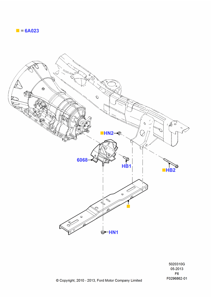 Схема Опоры КПП, 2WD, 6.2L 16V OHC NA V8 Gas, MOD 5.0L-4V DOHC SEFI NA; 03.11.2010–23.12.2014