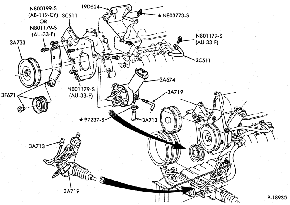Схема STEERING-(1986)- 6 cyl. 171 (2.8L)-A