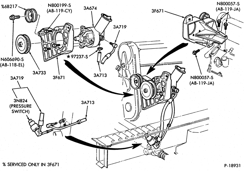 Схема STEERING-Power steering system- 4 cyl. 140 (2.3L)-A