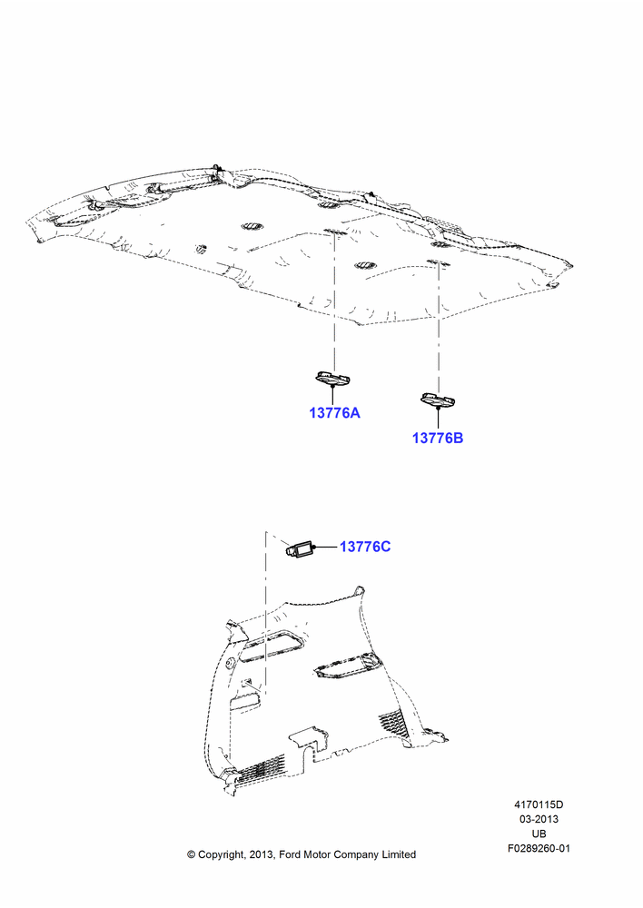 Схема Плафоны салона, Less Sun Roof; 03.06.2013–04.05.2015