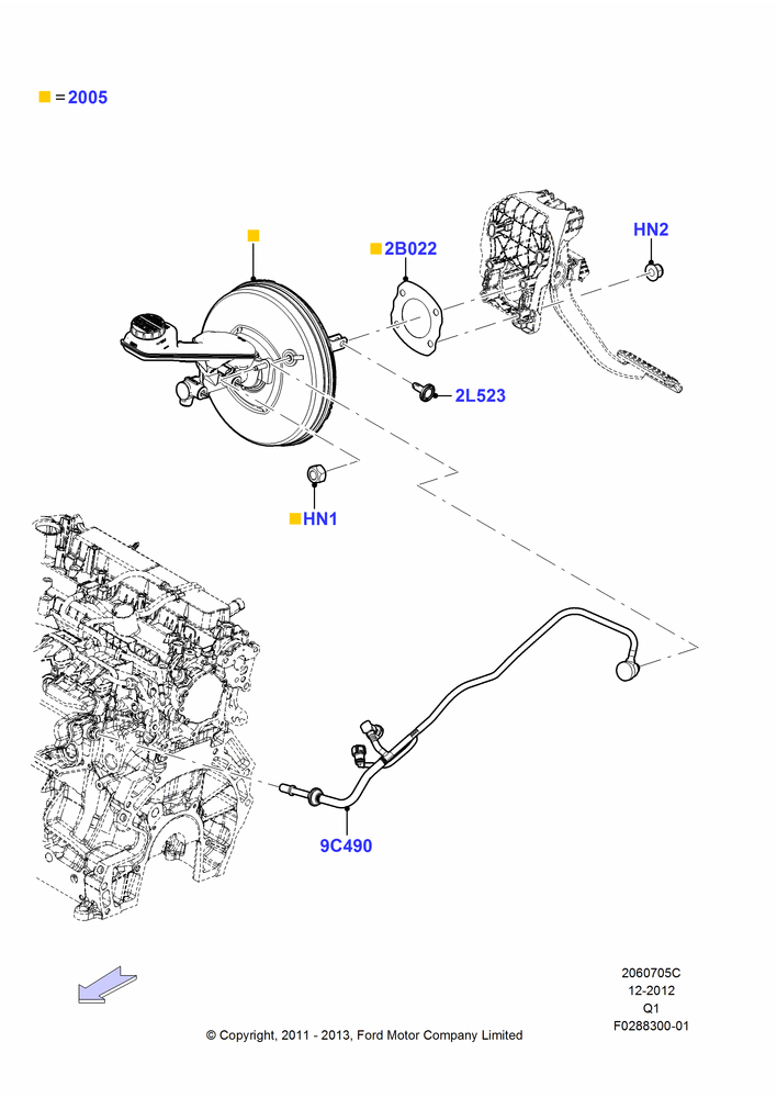 Схема Вакуумный усилитель, 2.0L EcoBoost (240PS); 08.08.2011–24.12.2014
