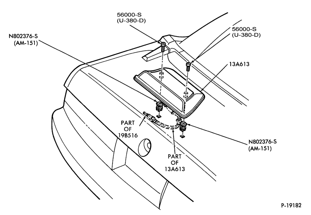 Схема LAMPS-High Mount Stoplamp - Mustang- B/T 66 - Convertible