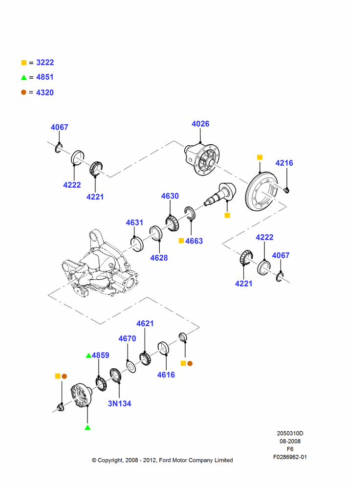 Схема Components - Front Axle Diff & Carr, (+) SVT, 4WD; 18.08.2008–23.12.2014
