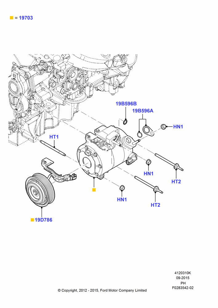 Схема Конденсатор и компрессор кондиционера, 3.7L DOHC V6 Gas., Compressor Assy; 01.10.2012–01.03.2019