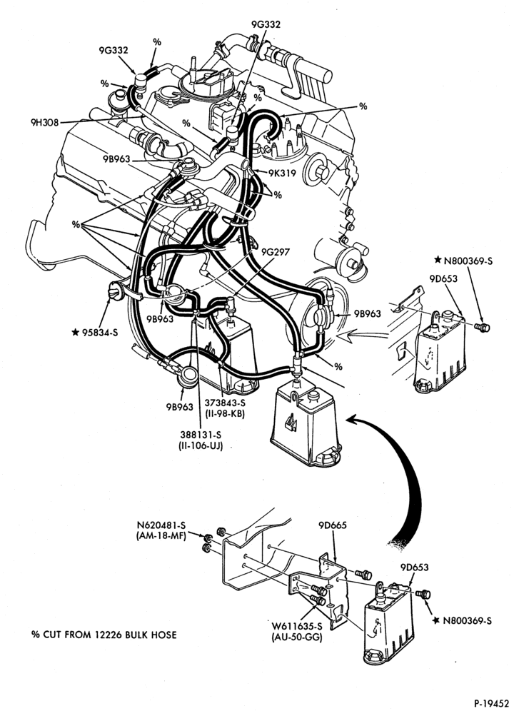 Схема 8 CYL. 7.5L (460 C.I.D.)-GAS-F250/350-over 8500# G.V.W.- exc. Calif. & Can.