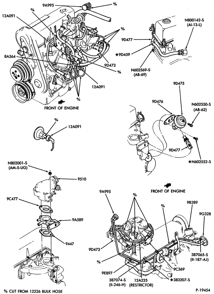 Схема 4 CYL. 2.0L (122 C.I.D.) AND 2.3L (140 C.I.D.)-GAS-W/O-R-vac. system-all