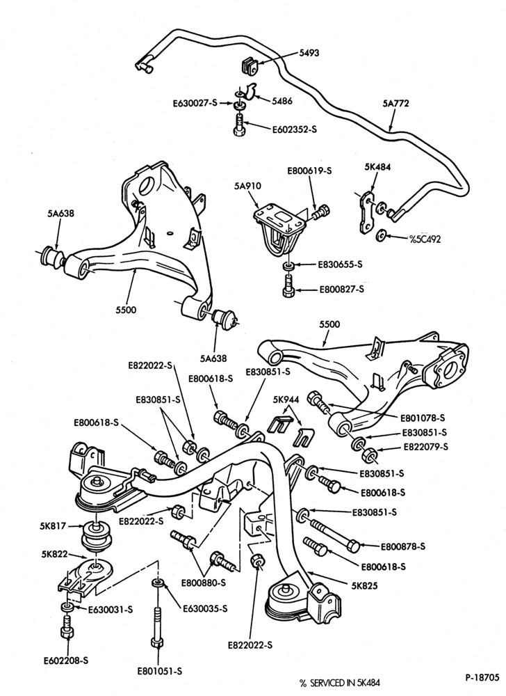 Схема FRAME-REAR SUSPENSION - arms, crossmember and stabilizer bar