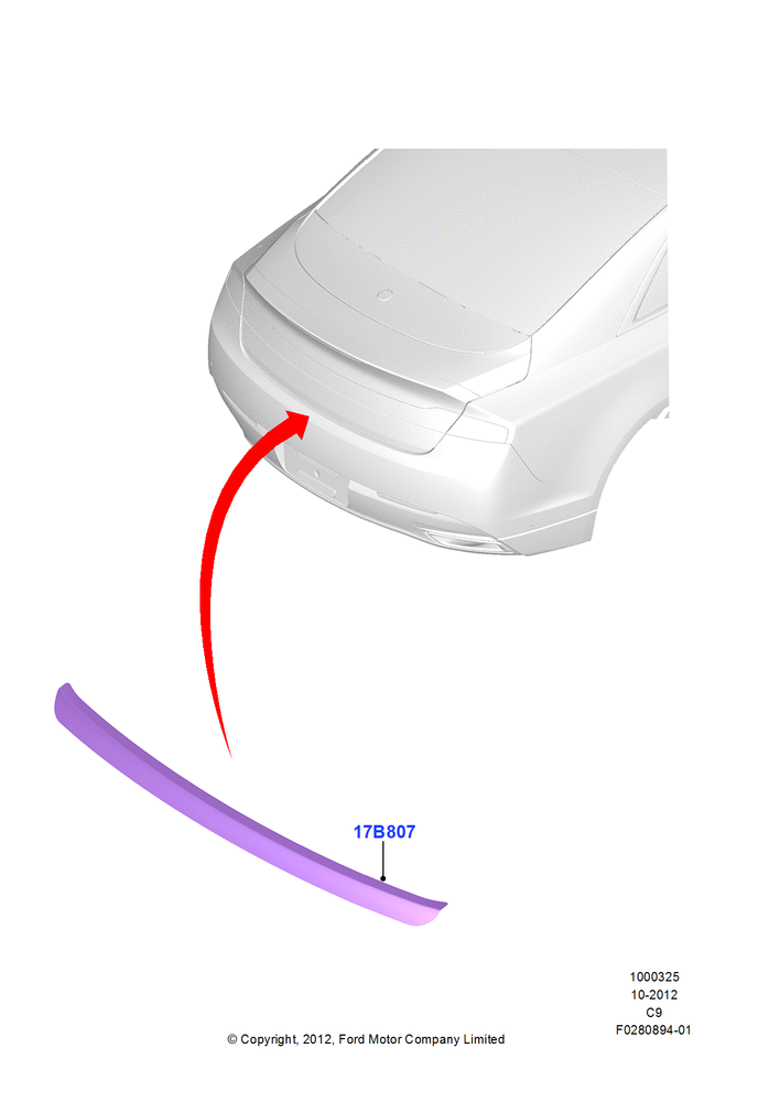 Схема Декор кузова — зад, Accessory, With Bumper Protection Moulding; 24.10.2012