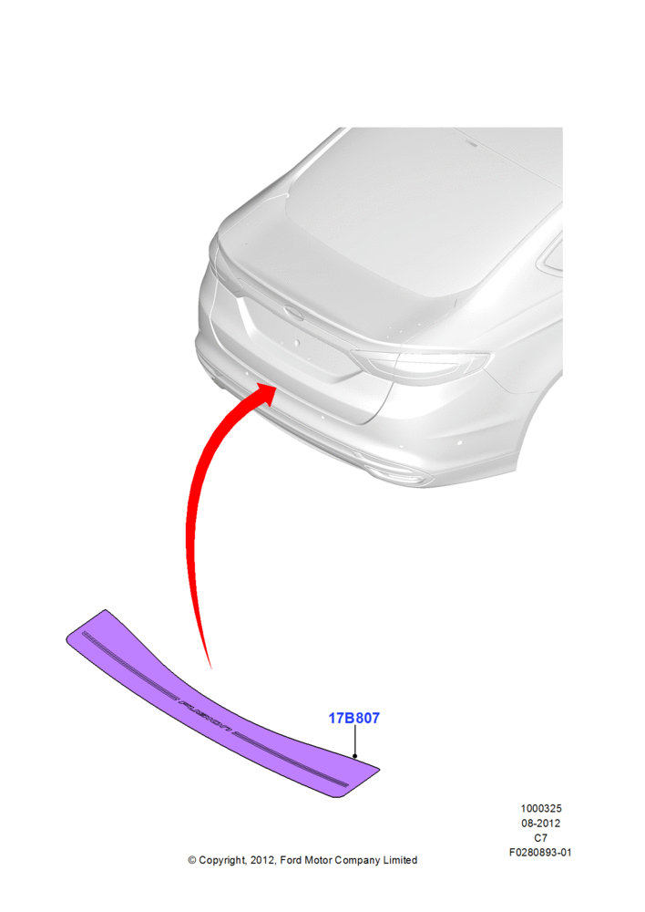 Схема Декор кузова — зад, Accessory, With Bumper Protection Moulding; 13.08.2012