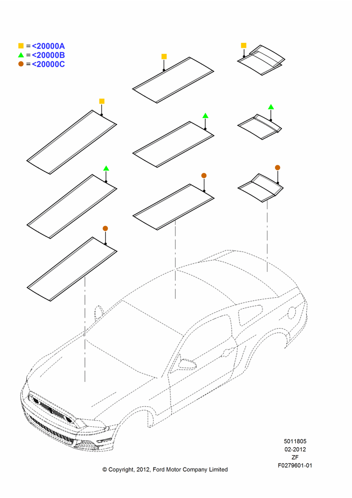 Схема Декоративные наклейки, Base, GT, Accessory, Over Top Racing Stripe Kits - Coupe; 27.02.2012–27.06.2014