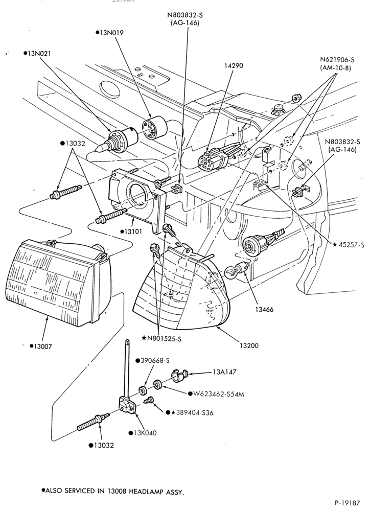 Схема LAMPS-Headlamp, parking and front fender side marker