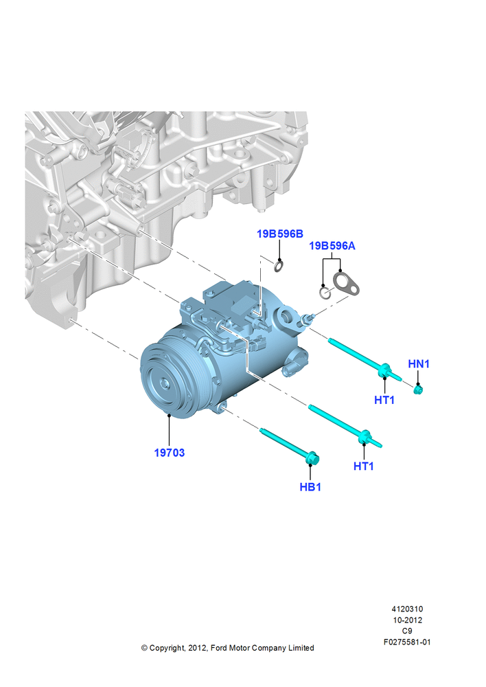 Схема Конденсатор и компрессор кондиционера, 3.7L DOHC V6 Gas., Compressor Assy; 24.10.2012