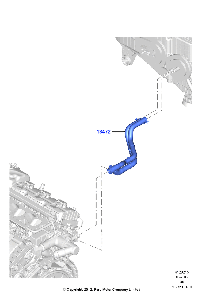 Схема Шланги отопителя, 3.7L DOHC V6 Gas.; 24.10.2012–04.04.2016