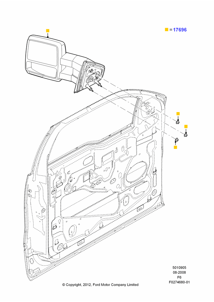 Схема Наружные зеркала заднего вида, Non Power Folding, Accessory, Trailer Tow, Telescoping; 18.08.2008–23.12.2014