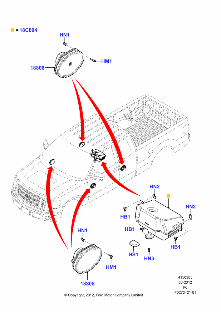 Схема Динамики, AM/FM CD/Clock, Super Cab, With Radio Subwoofer; 20.08.2012–23.12.2014