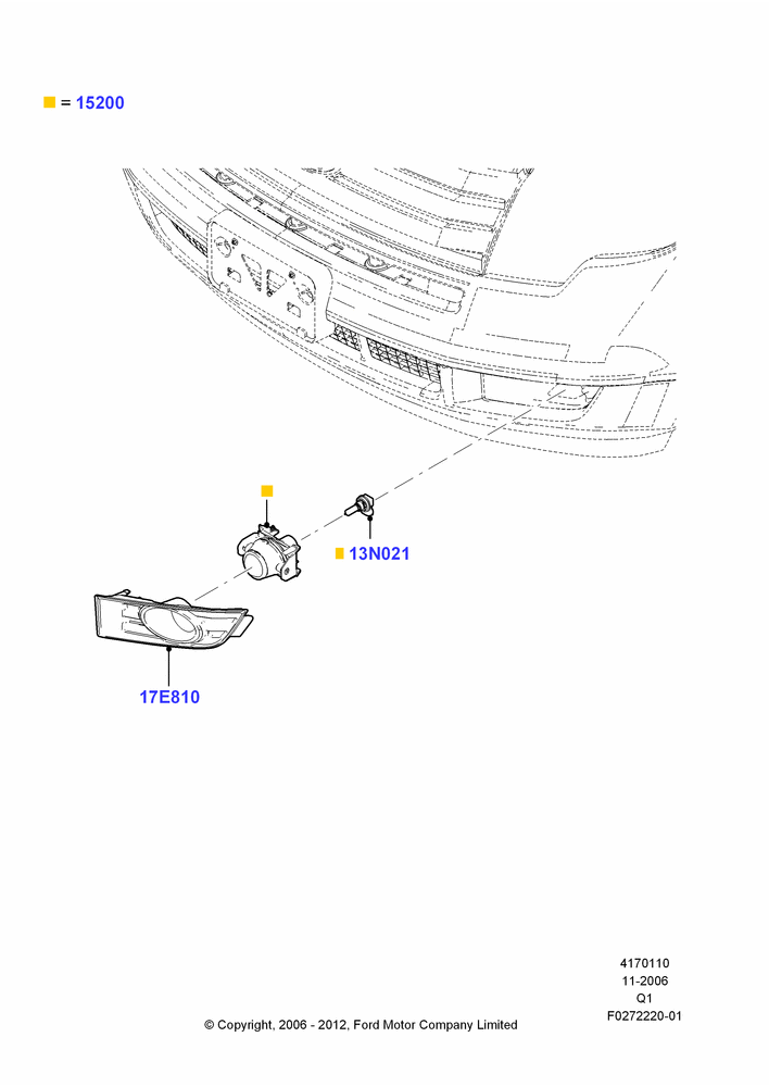 Схема Передние противотуманные фары, Ford Series, With Front Fog Lamps; 06.11.2006–24.12.2014