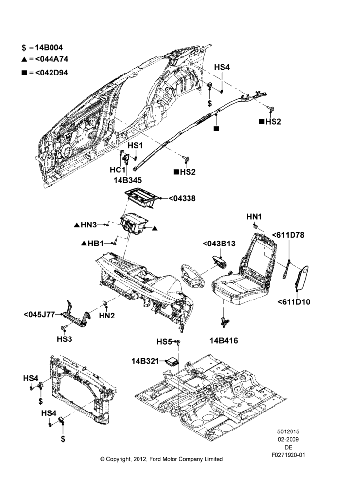 Схема Подушки безопасности (SRS), Ford Division Derivative; 04.02.2009–29.07.2012