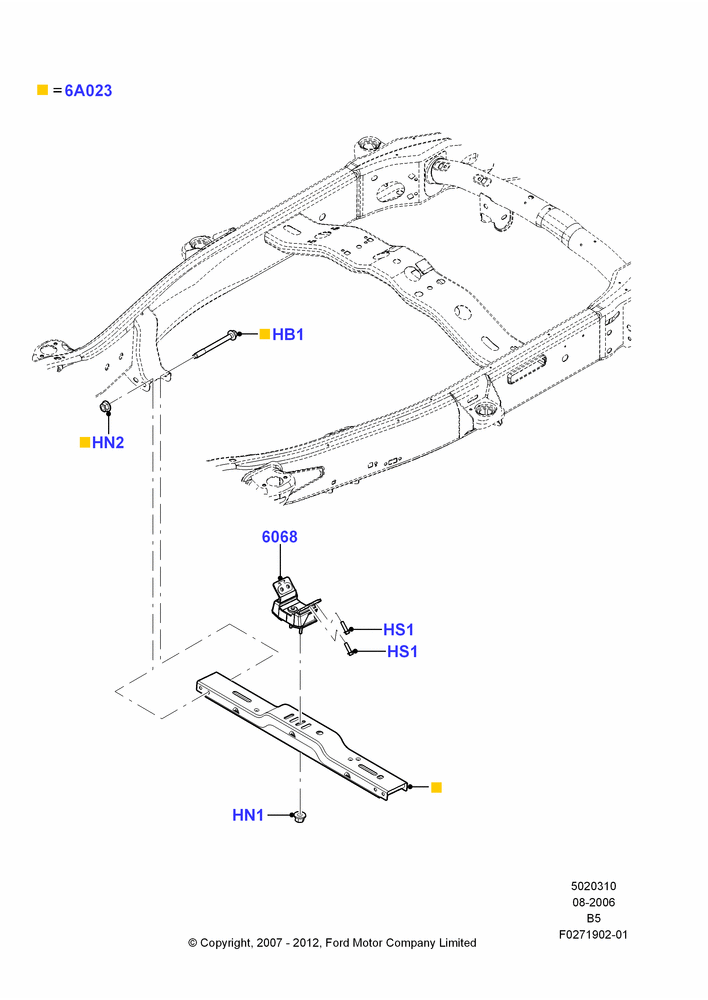 Схема Опоры КПП, LHD 4WD (Part Time Drive); 02.08.2006–11.08.2014