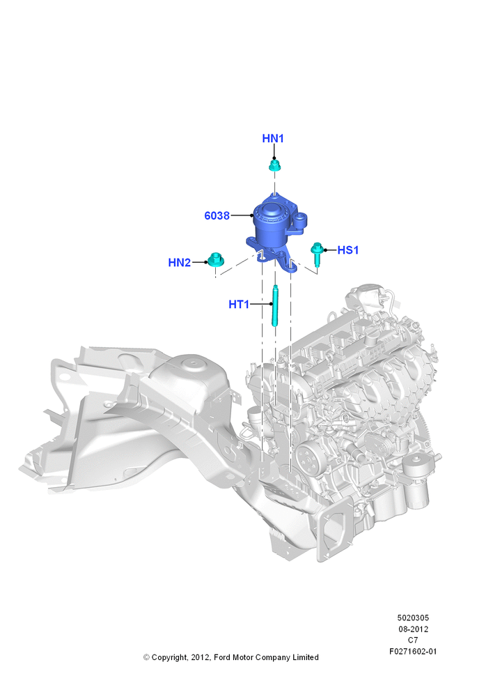 Схема Опоры двигателя, 2.0L EcoBoost (240PS); 13.08.2012–04.04.2016