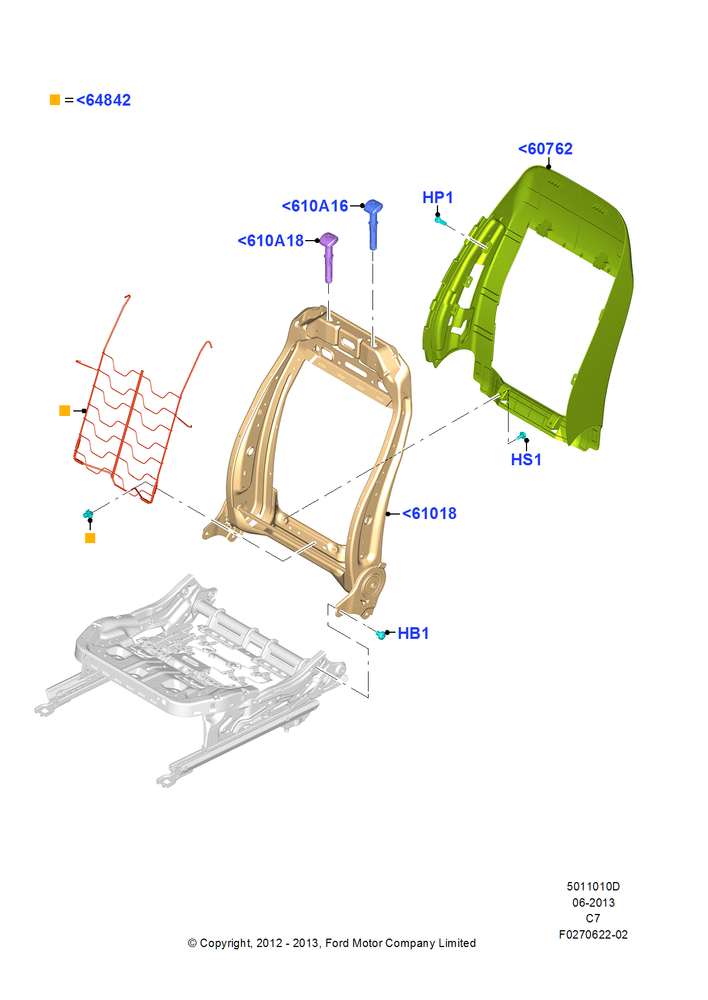 Схема Спинка переднего сиденья, With Electric Pass.Seat Recliner, Lumbar Seat Support Pass. Fixed; 13.08.2012–04.04.2016