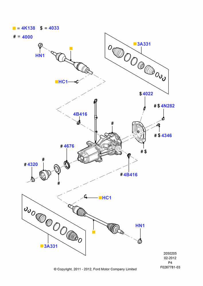 Схема Задний мост, 3.5L DOHC T/C V6 Gas, LHD 4WD (FTD); 29.02.2012–03.12.2012