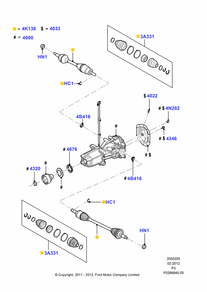 Схема Задний мост, 3.5L DOHC T/C V6 Gas, LHD 4WD (FTD); 29.02.2012–03.12.2012