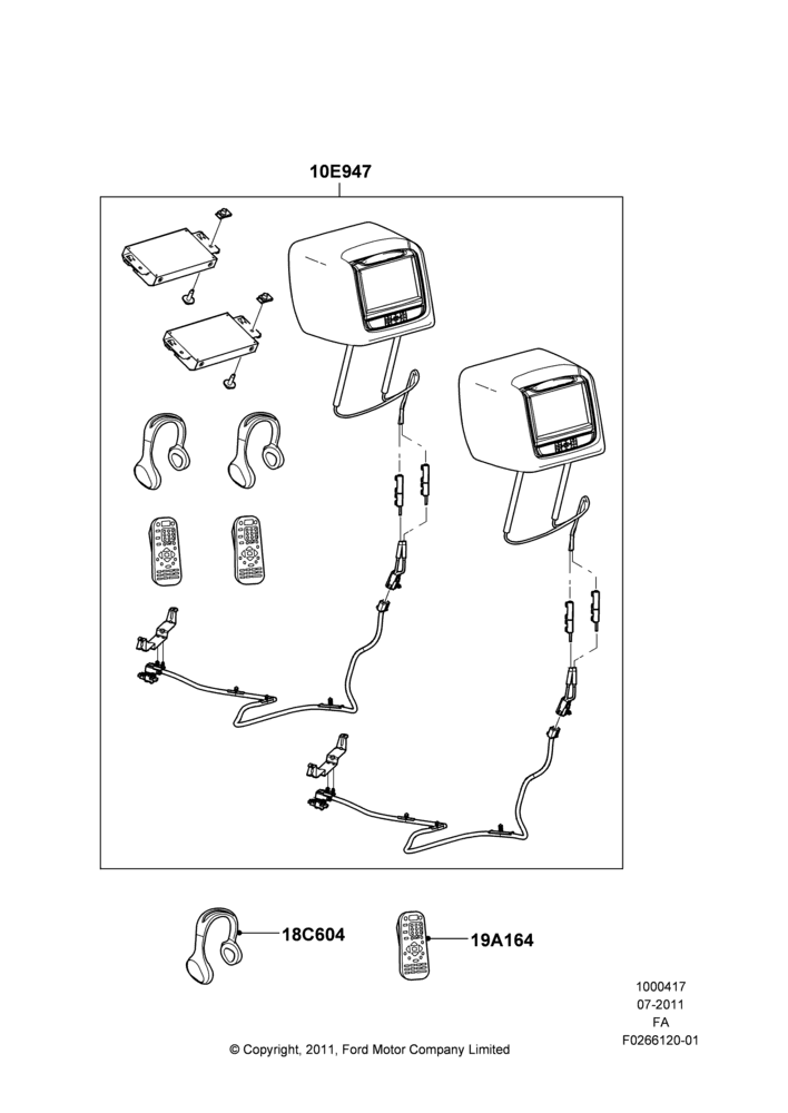 Схема Мультимедиа (аксессуар), Crew Cab, Accessory - DVD Head Rest Kits; 25.07.2011–22.10.2012