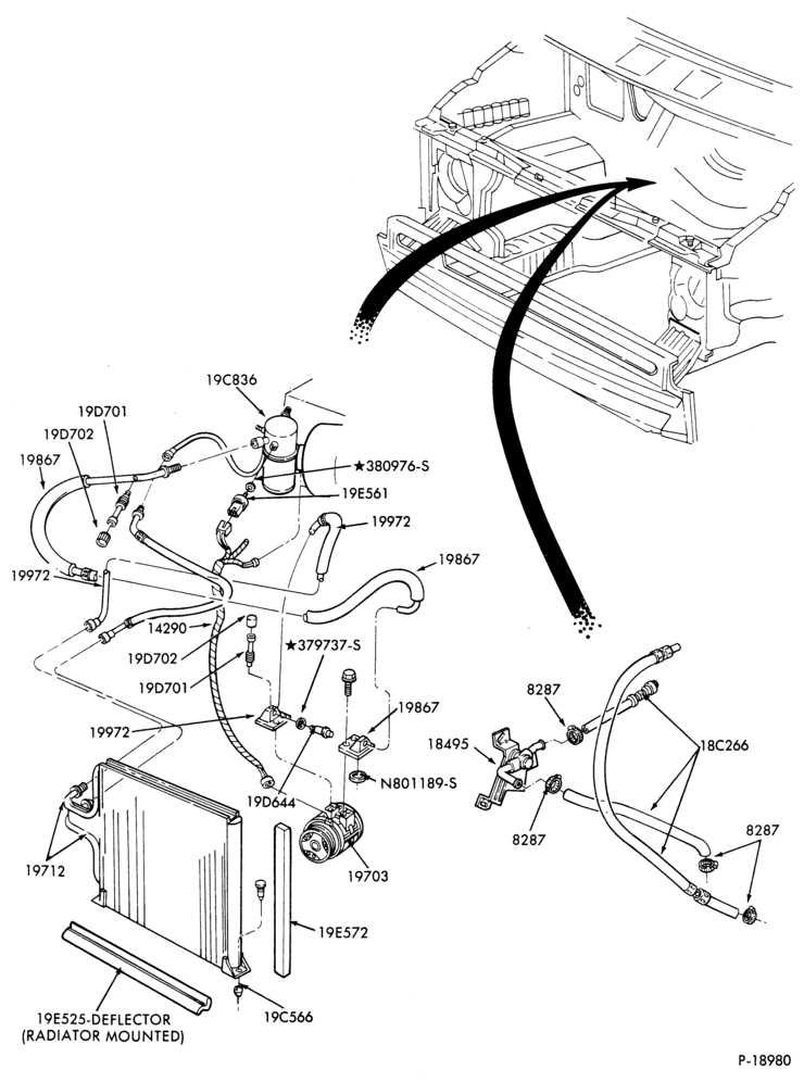 Схема AIR CONDITIONING-Condenser and Hoses- integral-main-4 cyl. 140 (2.3L)-E.F.I.-A