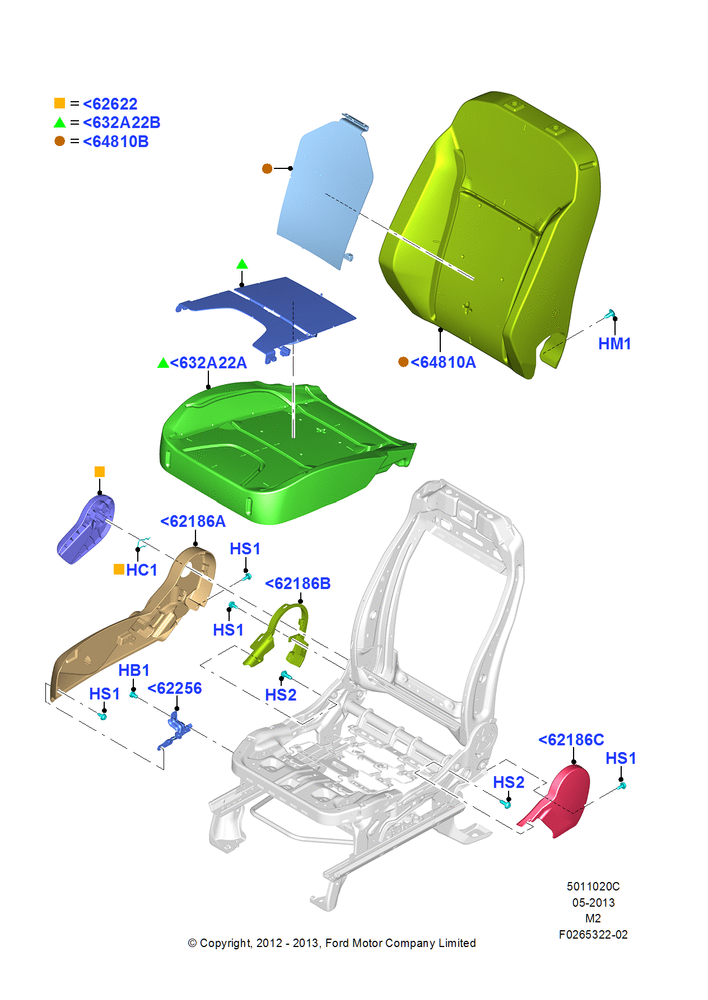 Схема Подушки и обогрев передних сидений, With Pass. 4 Way Manual Seat Adjust; 09.04.2012–13.08.2019