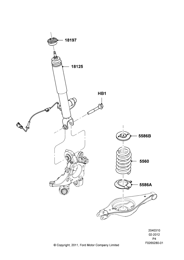Схема Задние пружины и амортизаторы, 3.5L DOHC T/C V6 Gas; 29.02.2012