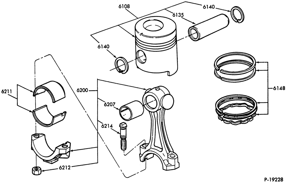Схема 8 CYL. 7.8L AND 8.8L (477 AND 534 C.I.D.) GAS-PISTON and CONNECTING ROD-6 cyl. 401 (6.6L)