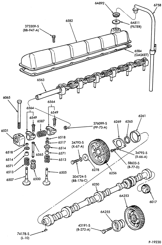 Схема 8 CYL. 7.8L AND 8.8L (477 AND 534 C.I.D.) GAS-CAMSHAFT, GEAR and RELATED PARTS