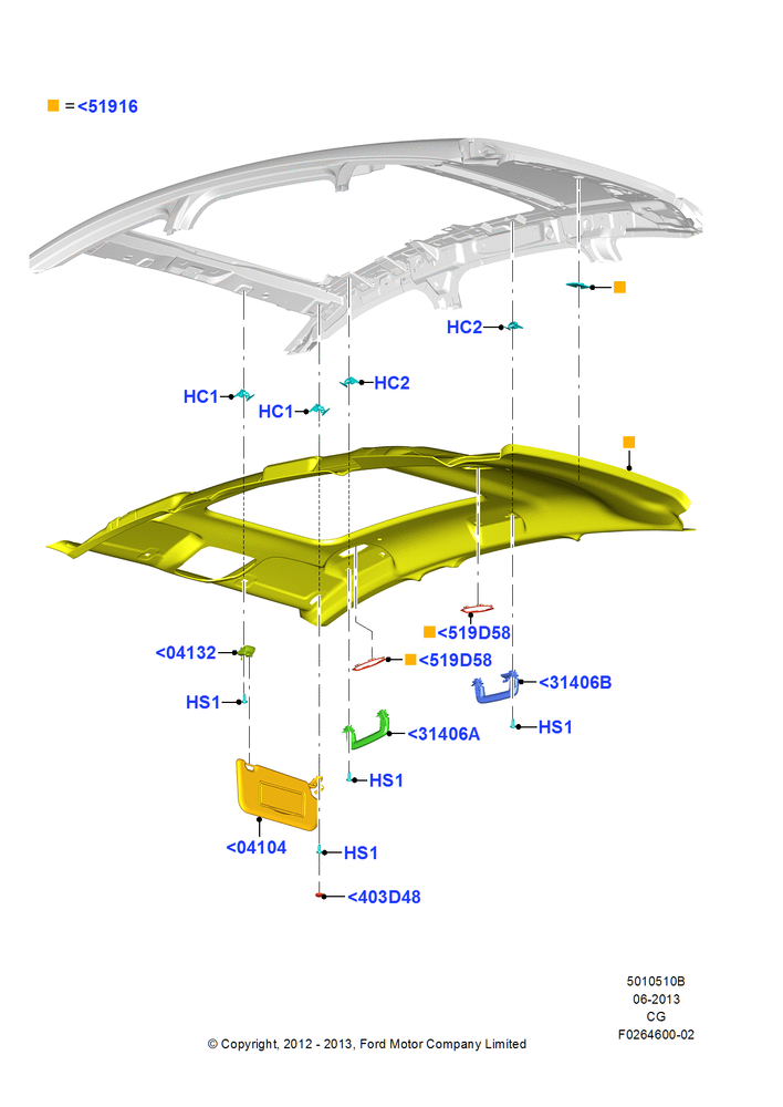 Схема Потолок и козырьки, With Roof Conversion-Panorama Roof; 23.07.2012–26.04.2018