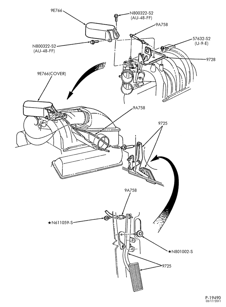 Схема 8 CYL. 5.0L - GAS-Accelerator & transmission linkage - M/T
